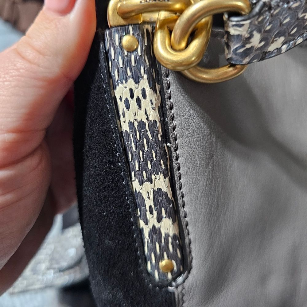Coach Dalton 31 Shoulder Bag Purse in Colorblock with Pearlized Python Snakeskin - Picture 6 of 10